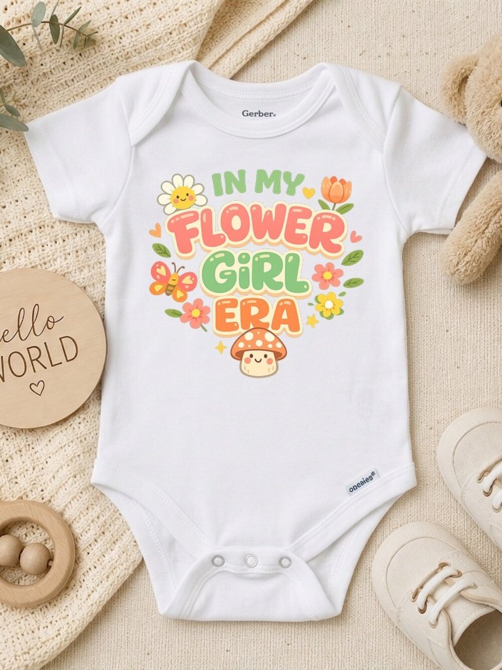 Boho Flower Girl Shirt Pink Girls Wedding Gift ONESIE®